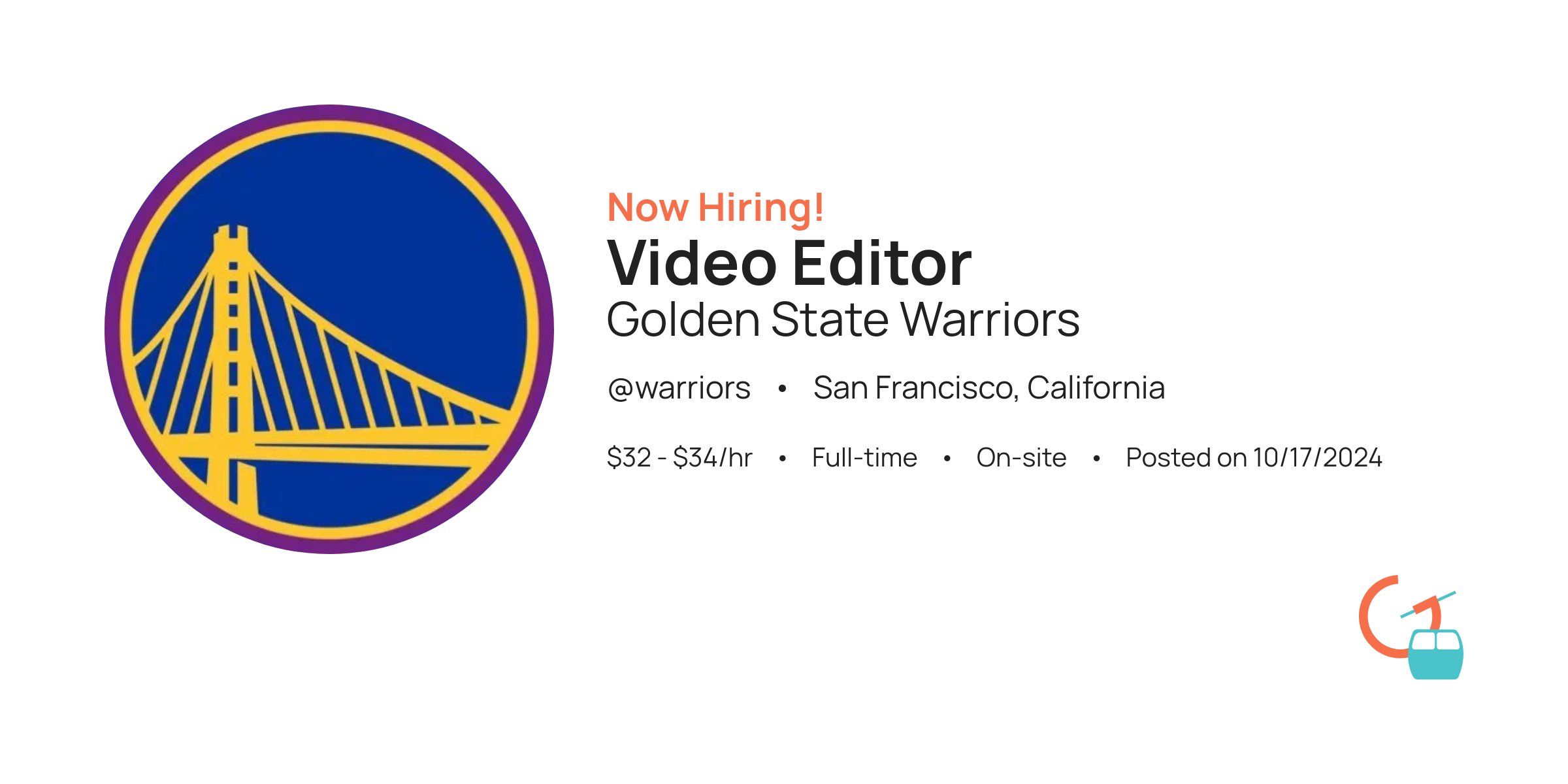 Video Editor at Golden State Warriors Gondola