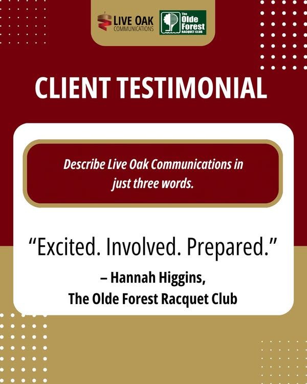 Image post by @liveoakcommunications on Facebook