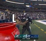Steal from the @salvationarmyus kettle? Pretty sure this TD celebration is what Santa would call “bad behavior.” 🫢

We turned this naughty moment into a nice gift that keeps on giving… Ls to the Eagles. Merry Christmas, #CowboysNation! 😉🎄💙