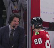 good to see you, Sharpy 🤩 #micdup #patricksharp #blackhawks #hockey