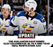 The #Avalanche have elevated Alex Galchenyuk Jr.'s (@galchenyuk) AHL-level contract to an NHL-level contract.

Galchenyuk Jr., 28, has three goals and seven points through seven games played with the Colorado Eagles (AHL) this season.