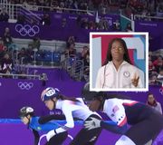 Maame Biney and the sounds of short track 😂 #teamusa #winterolympics #speedskating