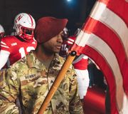 Familiar face leading the tunnel walk today. 🇺🇸

Sergeant @terrellnewby (Husker RB, 2013-16) serves as a paratrooper and Infantry Team Leader in the Nebraska Army National Guard’s 2nd Battalion, 134th Airborne Infantry Battalion.

Thank you for your service Terrell. #GBR 🫡