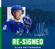 Signed. Sealed. Delivered. 
He's back!

Elias Pettersson has re-signed for three years at an average annual value of $7.35 million.