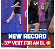6’7” tower @freeland.71 with the biggest leap for an OL since 2003 🐰

📺: #NFLCombine on @nflnetwork
📱: Stream on NFL+