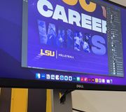 design a graphic with me for @LSU Volleyball  🫶🏼🏐 #designwithme #graphicdesign #adobe #fyp #lsu #lsutigers 
