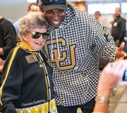 With The Legendary Ms Peggy & My AD Rick George #CoachPrime cubuffsfootball (posted by deionsandersjr)