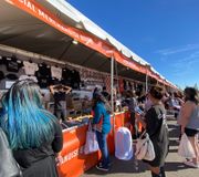 A look at the merchandise booths!👕We're excited for the first @bts_bighit show tomorrow! #BTSSoFiStadium https://t.co/pqN8v5zMTC