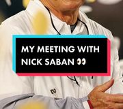 Here’s what my meeting with the GOAT Nick Saban was like 👀 Between my sophomore and junior years, I flew down to Alabama and was so excited to visit one of the greatest programs in college football history. When it was time to meet Coach Saban, an assistant coach told me not to cross my arms because he thinks it was bad body language. As an assistant took us into his office, the first things we see on his desk are all the championship rings. Turns out he may have been recruiting my dad harder than he was recruiting me 😂  #cfb #collegefootball #collegefootballtiktok #secfootball #nicksaban #alabamafootball🏈 
