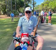 Jordan Spieth's grandpa Bob is on-site @RBC_Heritage.  His grandson is tied for the lead at Harbour Town.