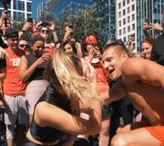 BOSTON SHOWED UP 👏❤️ #NeverNotDancing makes for the best Sunday Funday mood especially during a group workout with @gronkfitness @ #SeaportSweat 💪 community and health and getting your mind right is what this is all about !!! 🎥 @owen.moy song by @kygomusic ‘higher love’