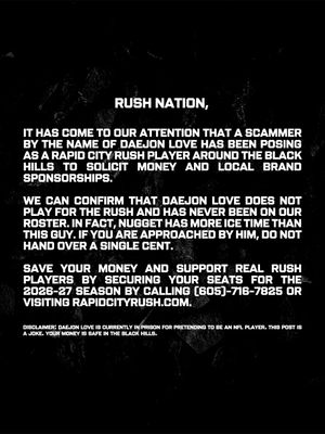 Image post by @rapidcityrush on Instagram