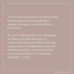 Image post by @doulaassociationofalberta on Facebook