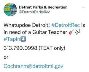 Image post by @DetroitParksRec on Facebook
