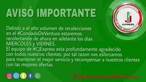 Image post by @cjexpress.paqueteria on Facebook