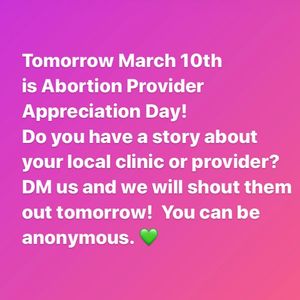 Image post by @shoutyourabortion on Instagram