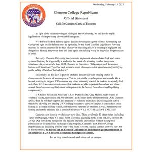 Image post by @clemsoncollegerep on Instagram