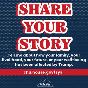 Image post by @RepJudyChu on Twitter