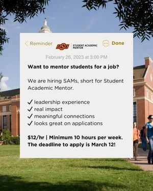 Image post by @Office of Student Success on Facebook