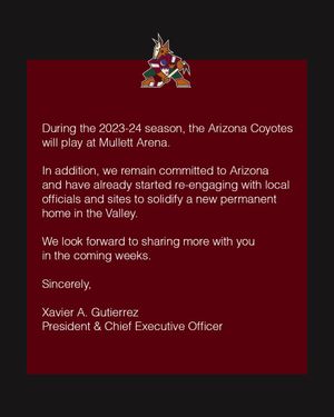 Image post by @ArizonaCoyotes on Twitter