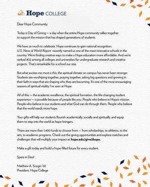 Image post by @Hope College on Facebook
