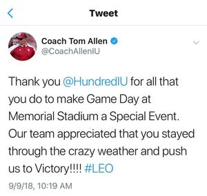 Image post by @IUbands on Facebook