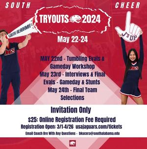 Image post by @southalabama.cheerleading on Facebook