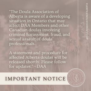 Image post by @doulaassociationofalberta on Facebook