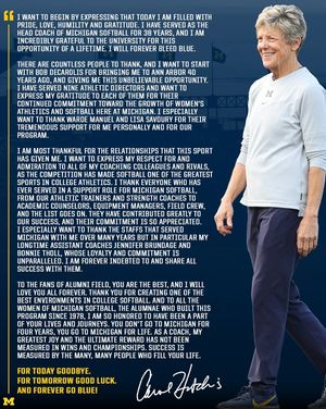 Image post by @umichsoftball on Twitter