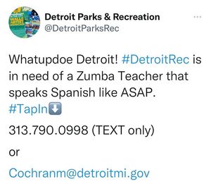 Image post by @DetroitParksRec on Facebook