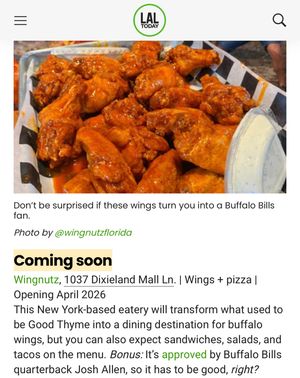 Image post by @wingnutzbarandgrill on Instagram