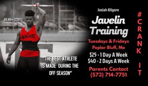 Image post by @Josiah Kilgore Javelin Training on Facebook
