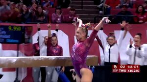 Video post by @OklahomaWGymnastics on Facebook