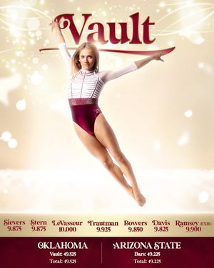 Image post by @OklahomaWGymnastics on Facebook