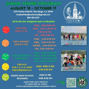 Image post by @HJK San Diego Tennis on Facebook