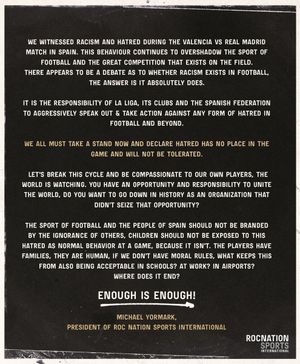 Image post by @RocNationSI on Twitter