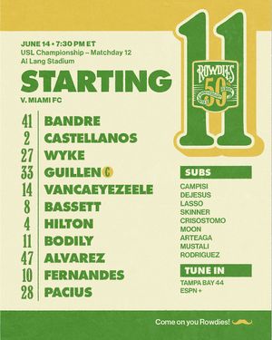 Image post by @TampaBayRowdies on Twitter