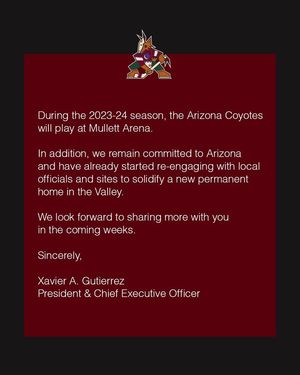 Image post by @ArizonaCoyotes on Facebook