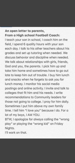 Image post by @CoachHughFreeze on Twitter