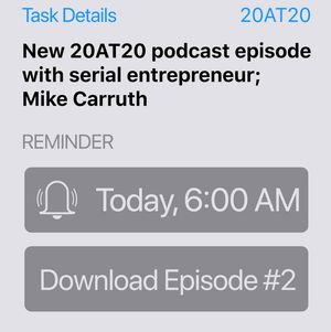 Image post by @20at20podcast on Facebook