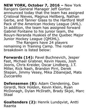 Image post by @nyrangers on Instagram