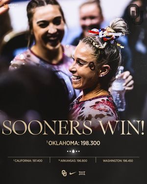Image post by @OklahomaWGymnastics on Facebook