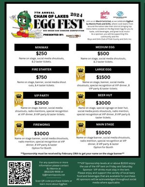 Image post by @chainoflakeseggfest on Facebook