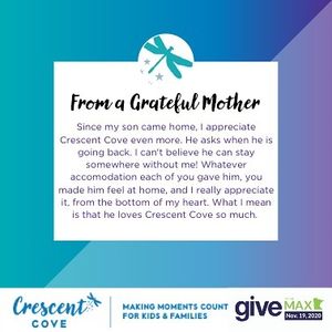 Image post by @CrescentCoveorg on Facebook