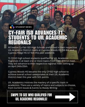 Image post by @cyfair.student.news on Instagram