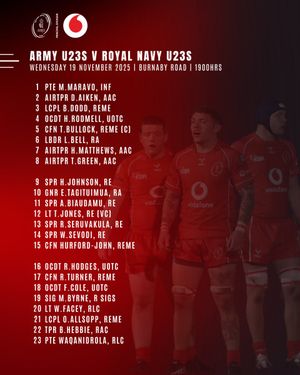 Text post by @armyrugbyunion on Twitter/X