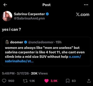 Image post by @slaybrinacarpenterr on Instagram