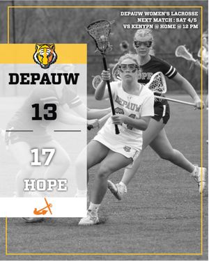 Image post by @DePauwAthletics on Twitter