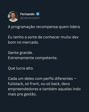 Image post by @fernando.techlead on Instagram