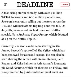 Image post by @mrnatejackson on Instagram